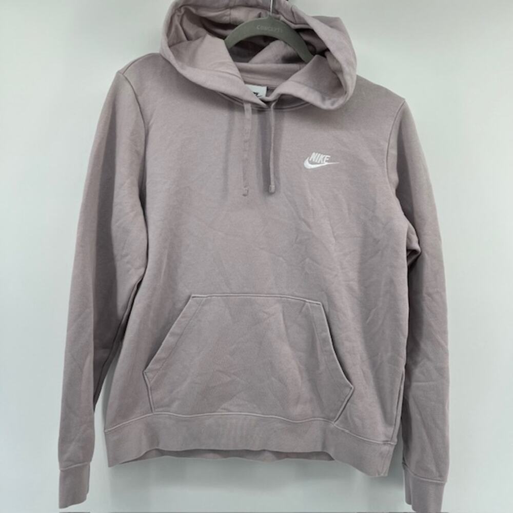 Nike Club Fleece Hooded Sweatshirt Womens M Malt Purple Pocket Sporty Swoosh